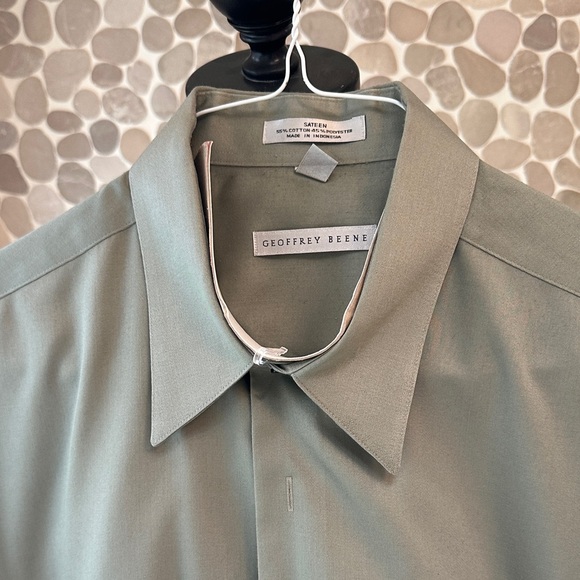 Geoffrey Beene Sage Green Sateen dress Shirt - Picture 2 of 6